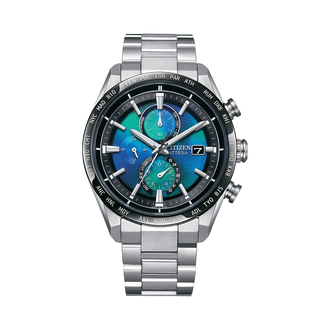 시티즌 아테사 글로벌 라디오 컨트롤 에코드라이브 42mm 슈퍼 티타늄 블루 실버(Citizen Attesa Global Radio Controlled Eco-Drive 42mm Super Titanium Blue Silver) - 1