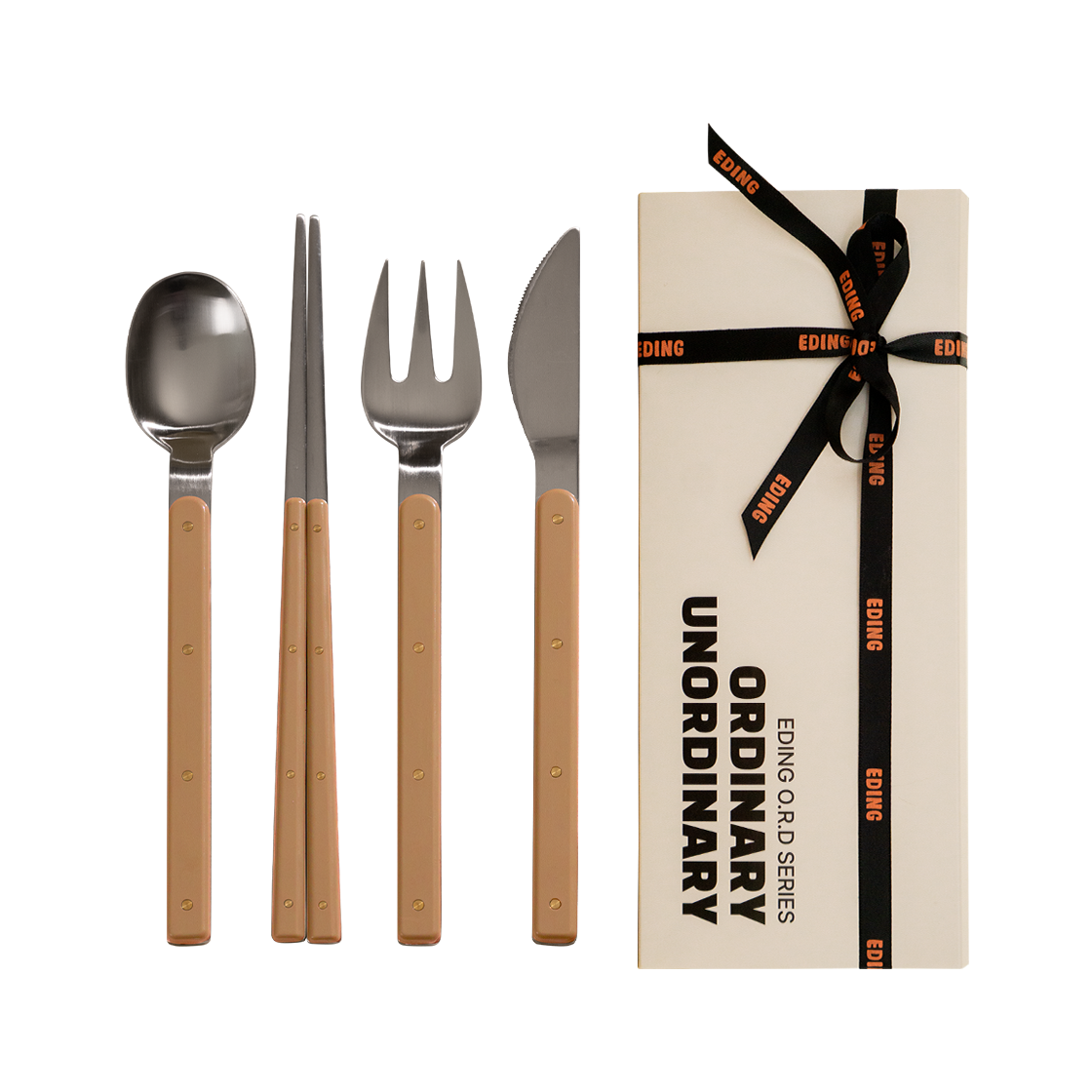 에딩 O.R.D 커트러리 1인 풀세트 라떼 브라운 (스푼+젓가락+포크+나이프)(Eding O.R.D Cutlery Full Set Latte Brown (spoon & chopsticks & fork & knife)) - 2
