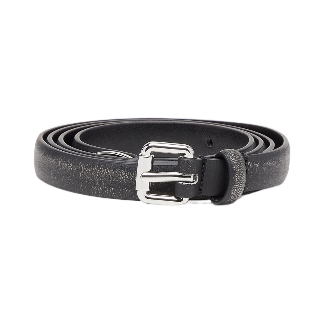 X10436P8241-H1145 (W) Diesel B-Dd-Tip 1.4cm Belt with Slim Buckle Black Silver