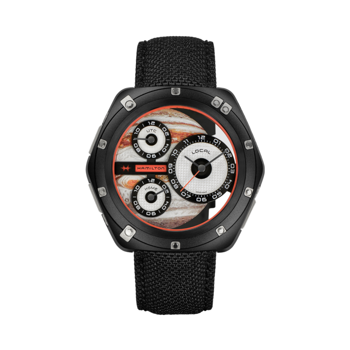 해밀턴 아메리칸 클래식 ODC X-03 오토 52mm 티타늄 텍스타일 스트랩 바이컬러 블랙(Hamilton American Classic ODC X-03 Auto 52mm Titanum Textile Strap Bicolor Black) - 1