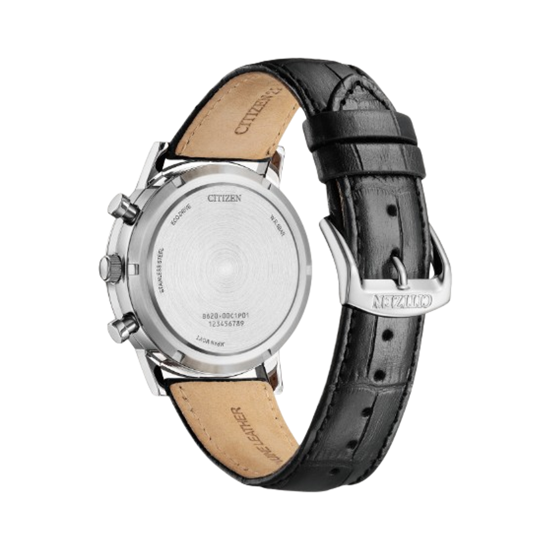 시티즌 크로노그래프 에코드라이브 42mm 카프 레더 블랙 화이트(Citizen Chronograph Eco-Drive 42mm Calf Leather Black White) - 2