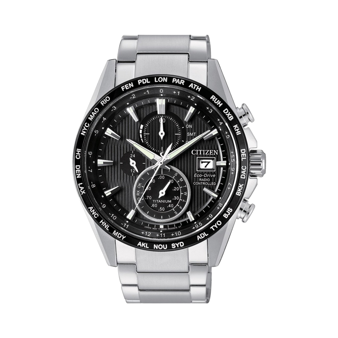 시티즌 에코드라이브 글로벌 라디오 컨트롤 44mm 슈퍼 티타늄 블랙 실버(Citizen Eco-Drive Global Radio Controlled 44mm Super Titanium Black Silver) - 1