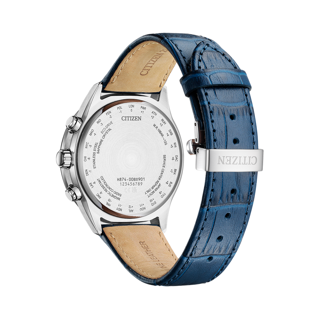 시티즌 글로벌 라디오 컨트롤 에코드라이브 42mm 카프 레더 블루 화이트(Citizen Global Radio Controlled Eco-Drive 42mm Calf Leather Blue White) - 2