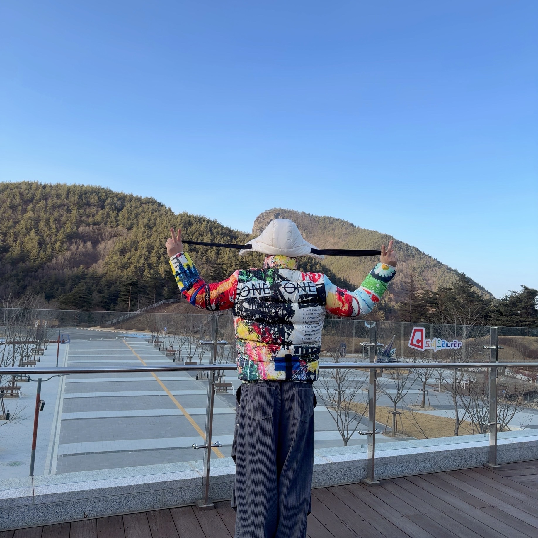 Allincomplete Panda Padding Balaclava, Peaceminusone Puffer Jacket #1 Multi 착용 스타일