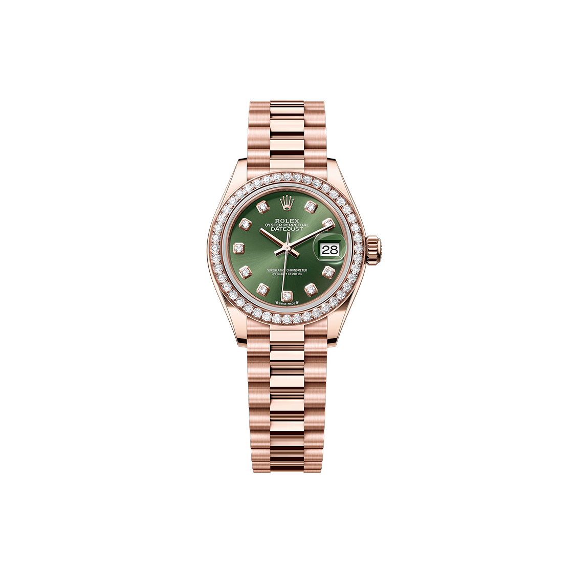 IT2TIPKTB48G Rolex Datejust 28-279135RBR Diamond Bezel Olive Green 10P President No. 7208