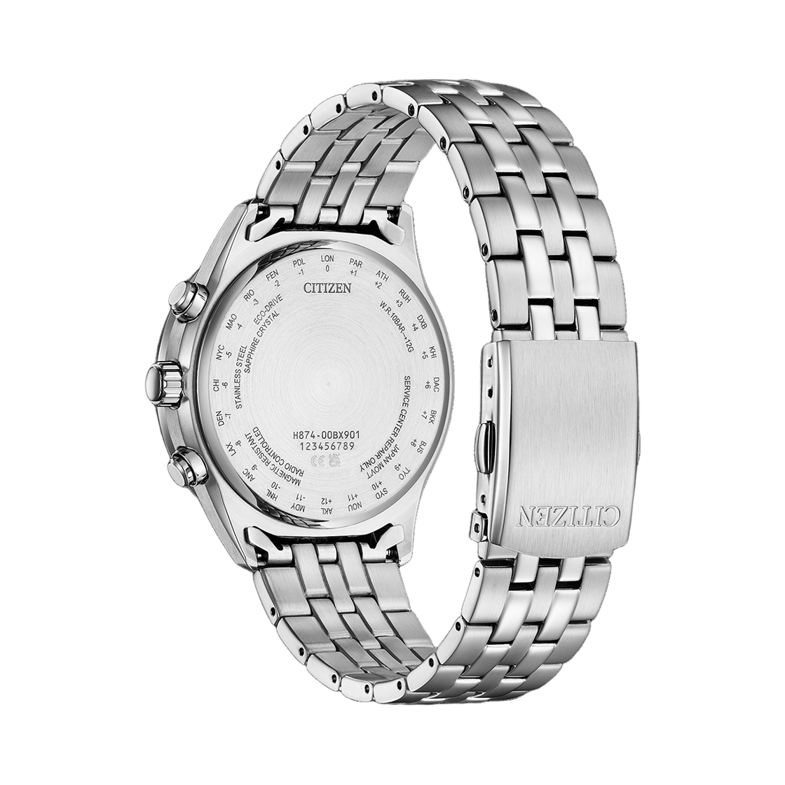 시티즌 글로벌 라디오 컨트롤 에코드라이브 42mm 스테인리스 스틸 실버 블랙(Citizen Global Radio Controlled Eco-Drive 42mm Stainless Steel Silver Black) - 2
