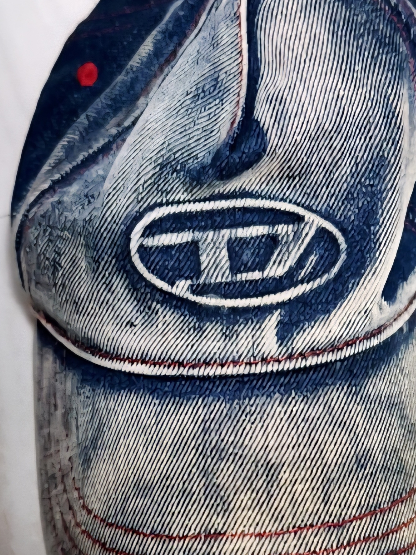 Diesel C-Seymon Treated Denim Baseball Cap Blue White 착용 스타일