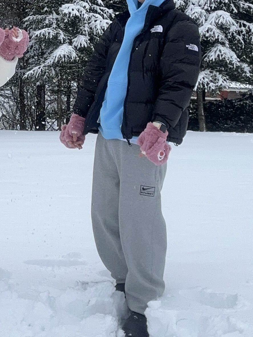 IAB Studio Hoodie Sky Blue Lemon, Nike x Stussy Fleece Pants Grey Heather (FN5231-050) 착용 스타일 - 1