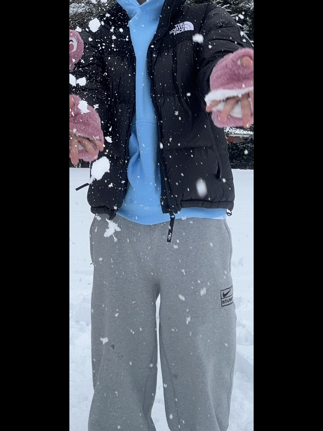 IAB Studio Hoodie Sky Blue Lemon, Nike x Stussy Fleece Pants Grey Heather (FN5231-050) 착용 스타일 - 2