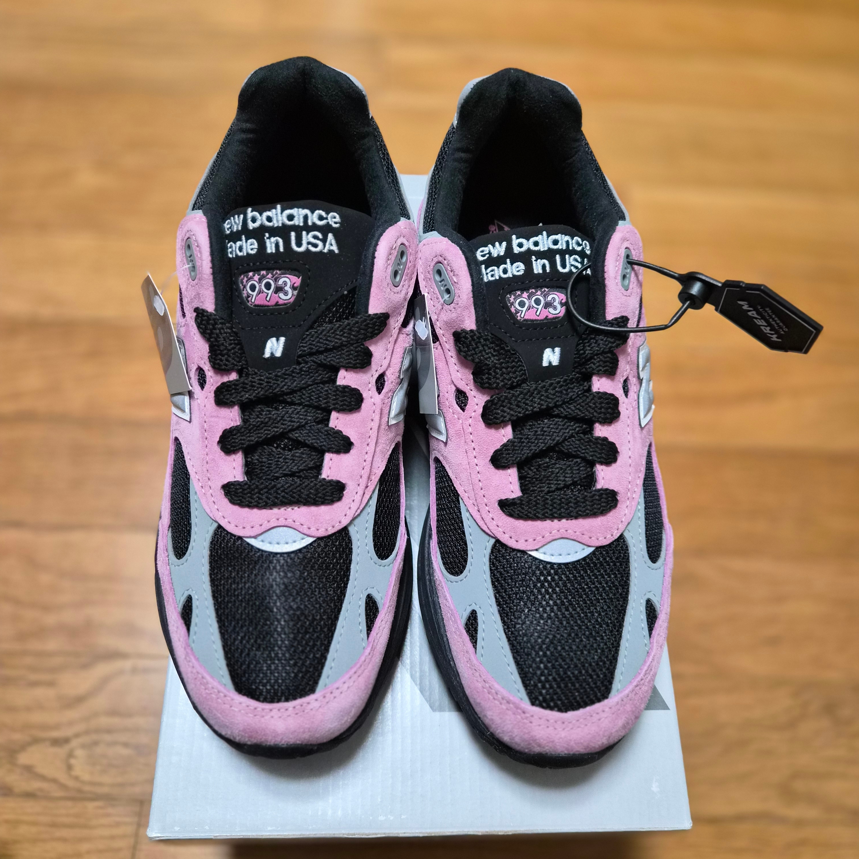 New Balance 993 Made in USA Pink Taffy 착용 스타일 - 1