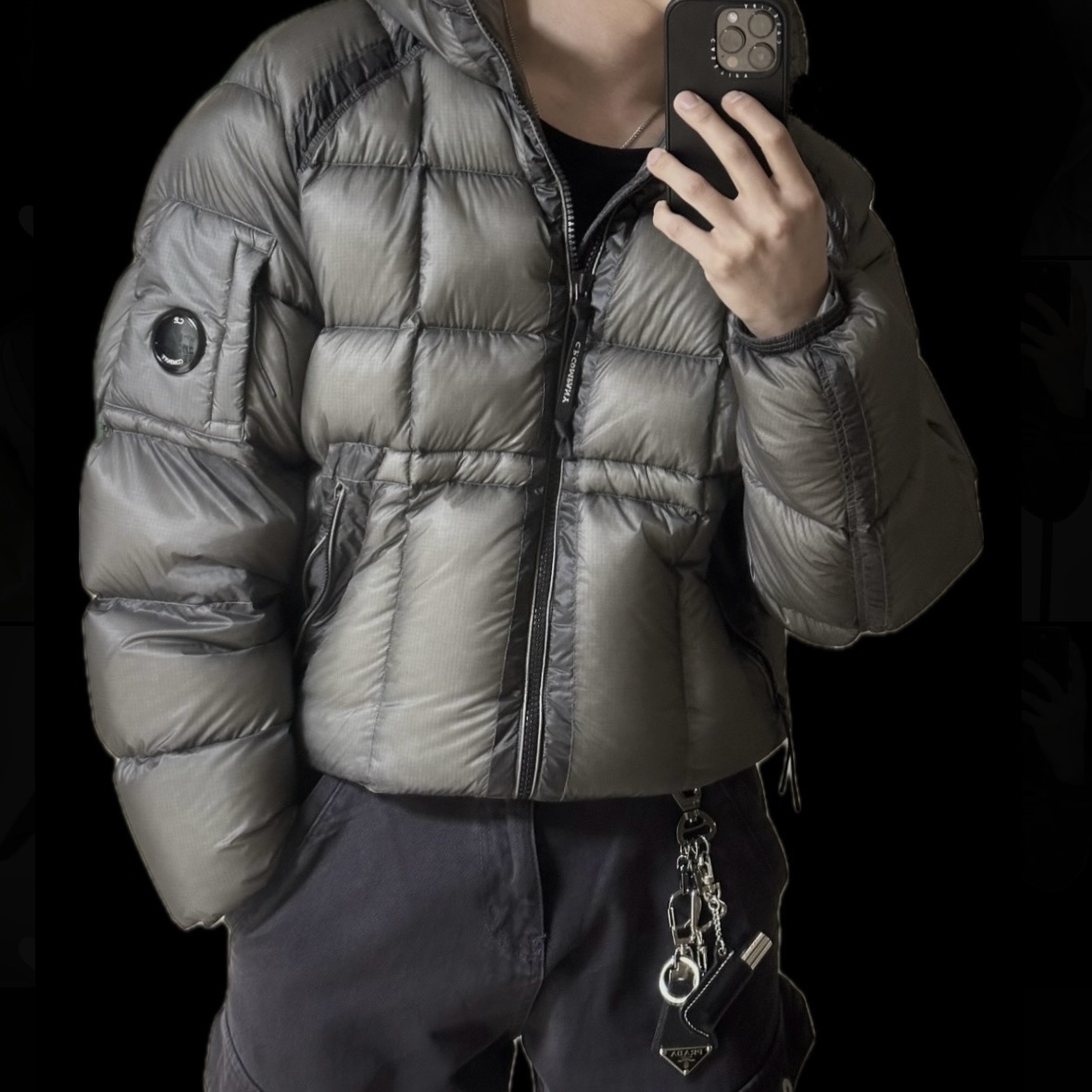 C.P. Company D.D. Shell Hooded Down Jacket Gunmetal - 25FW 착용 스타일
