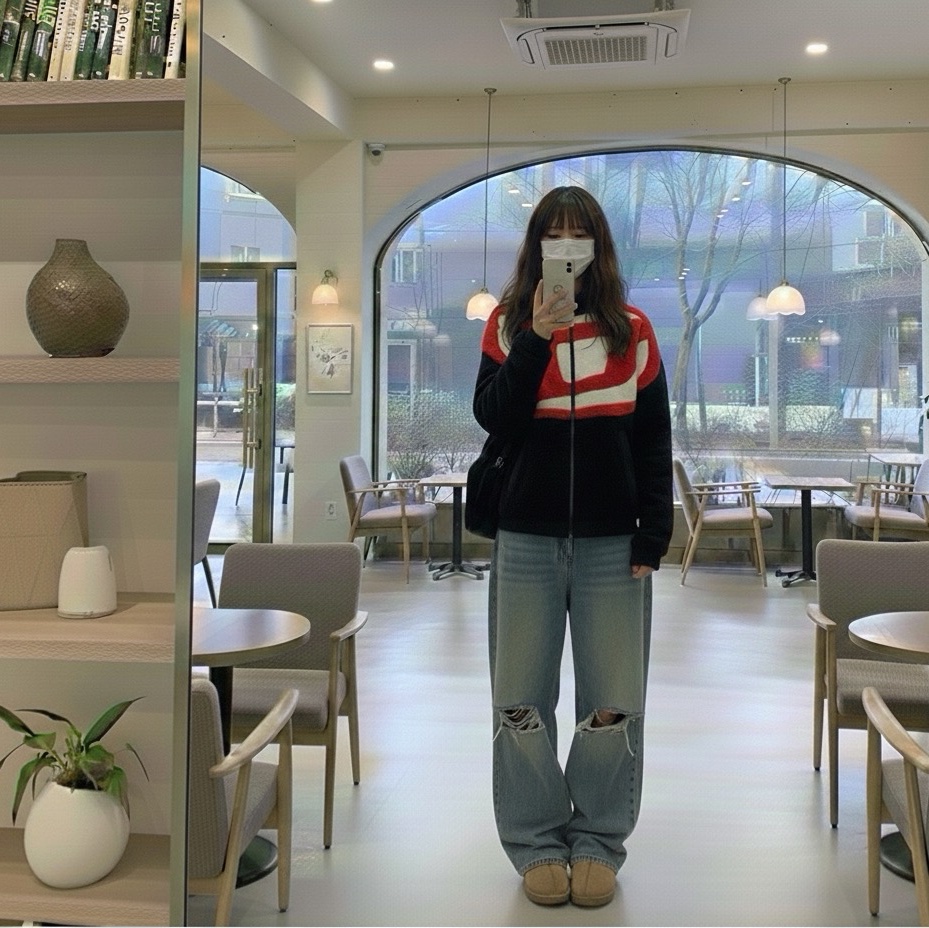 Diesel S-Ovady Boa Nylon Mix Material Mock Neck Jacket Black Red, UGG Tasman II Slipper Chestnut 착용 스타일