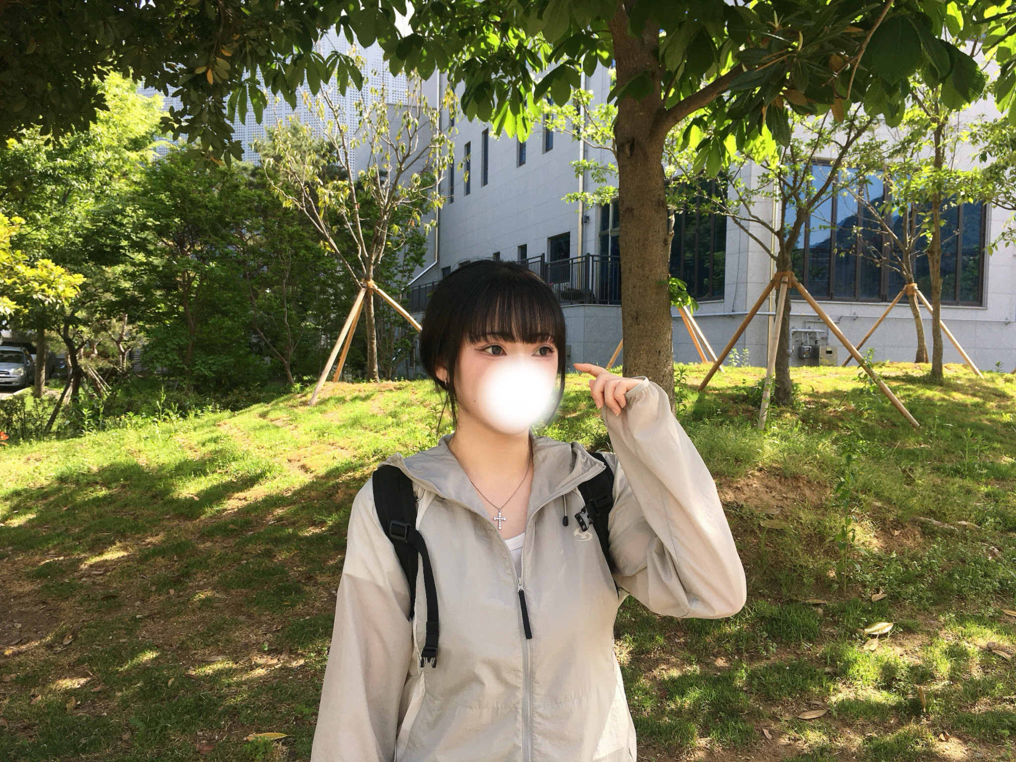 Sansan Gear Backpack Jacket Light Grey - 24SS, Mischief Rhombus Backpack Black 착용 스타일 - 1