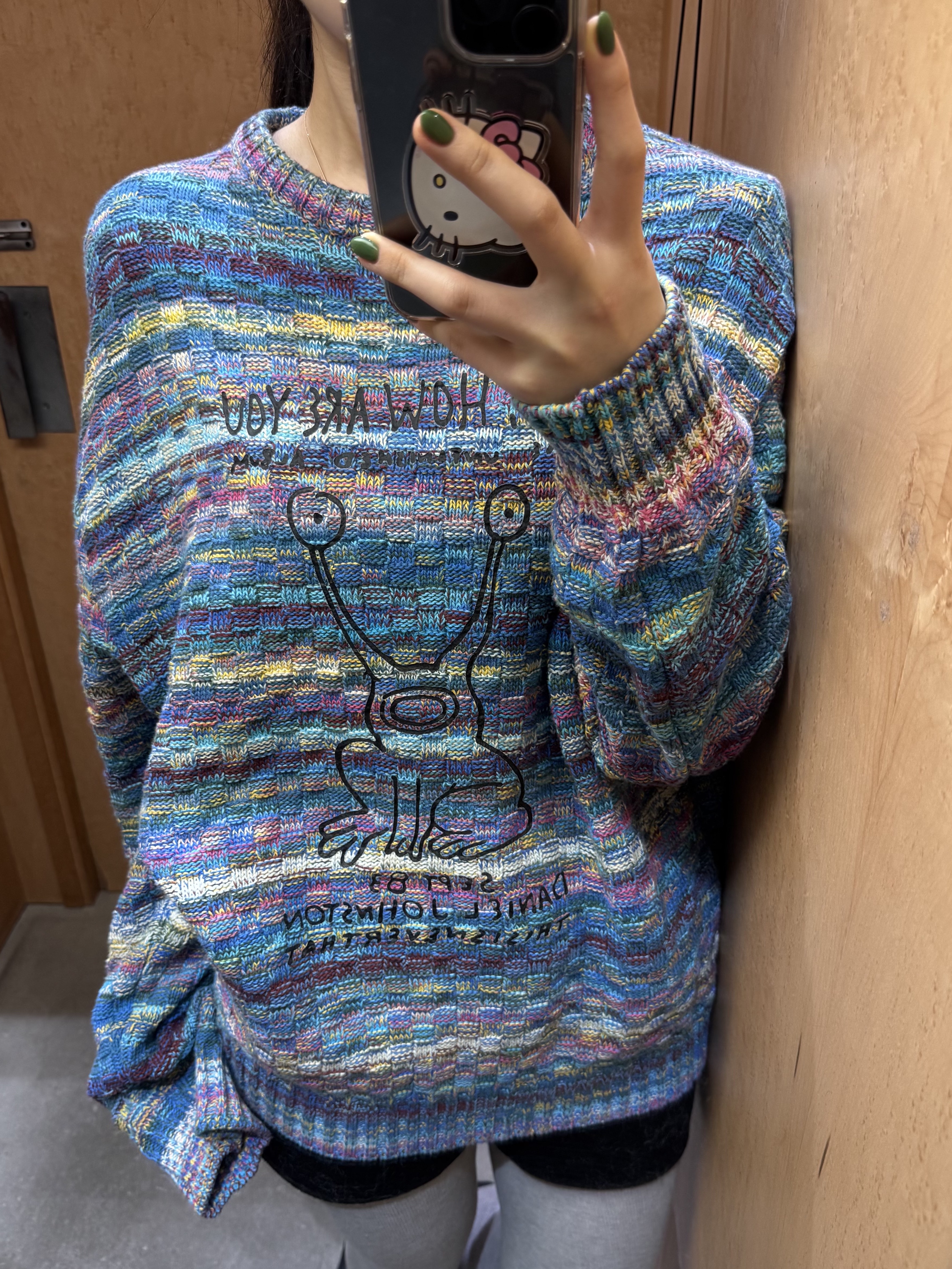 Thisisneverthat x Daniel Johnston Frog Knit Sweater Blue 착용 스타일