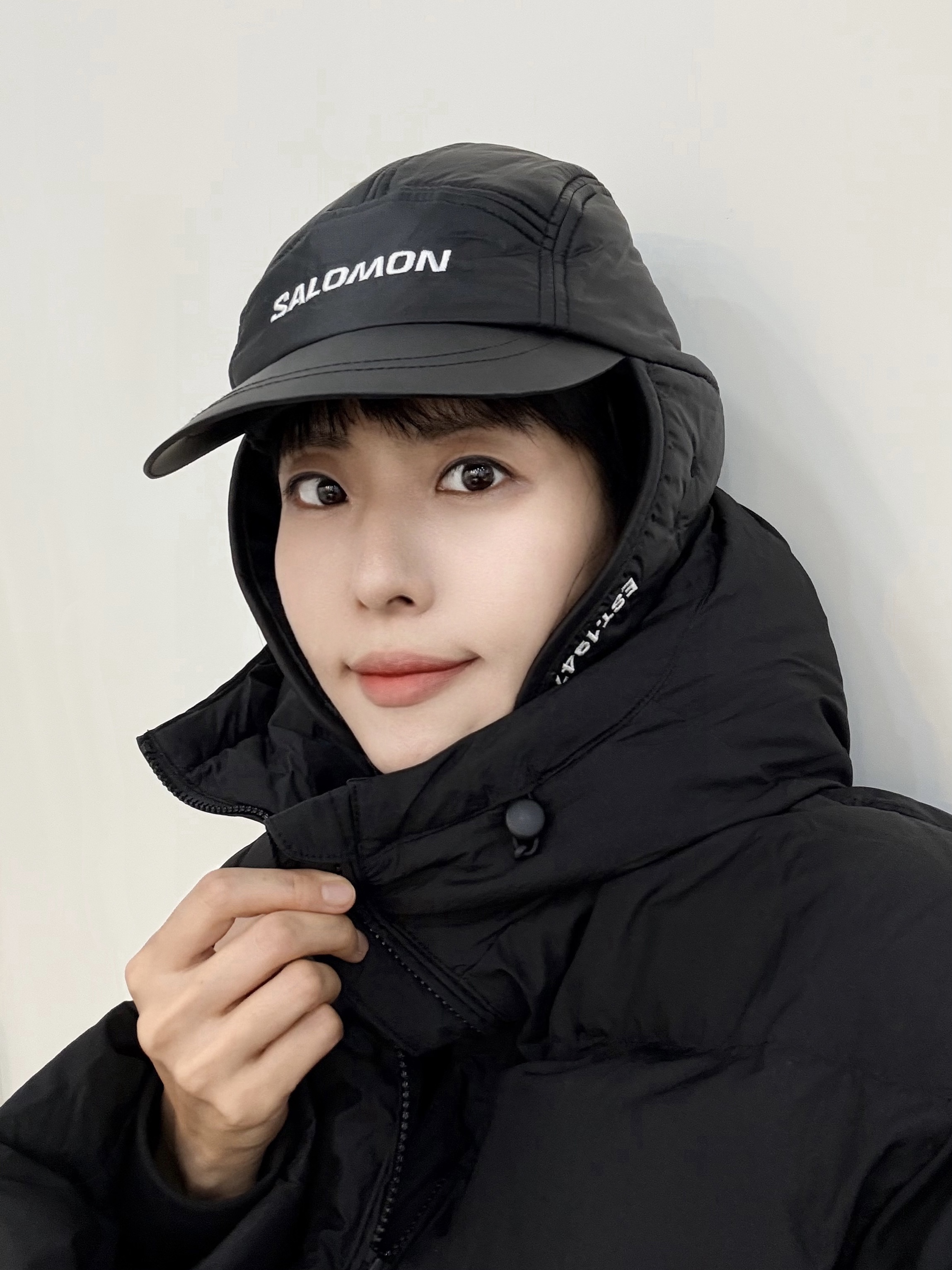 Salomon Thermo Trapper Hat Black 착용 스타일 - 1