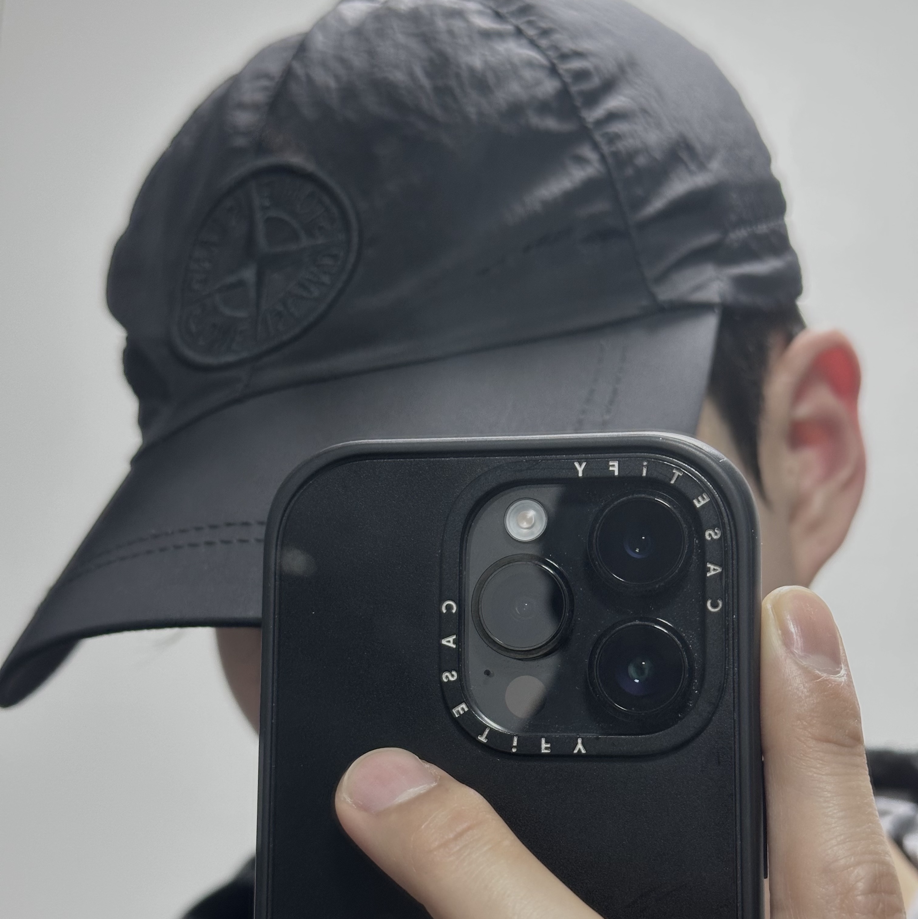 Stone Island 9100995 Nylon Metal in Econyl Baseball Cap Black - 25SS 착용 스타일