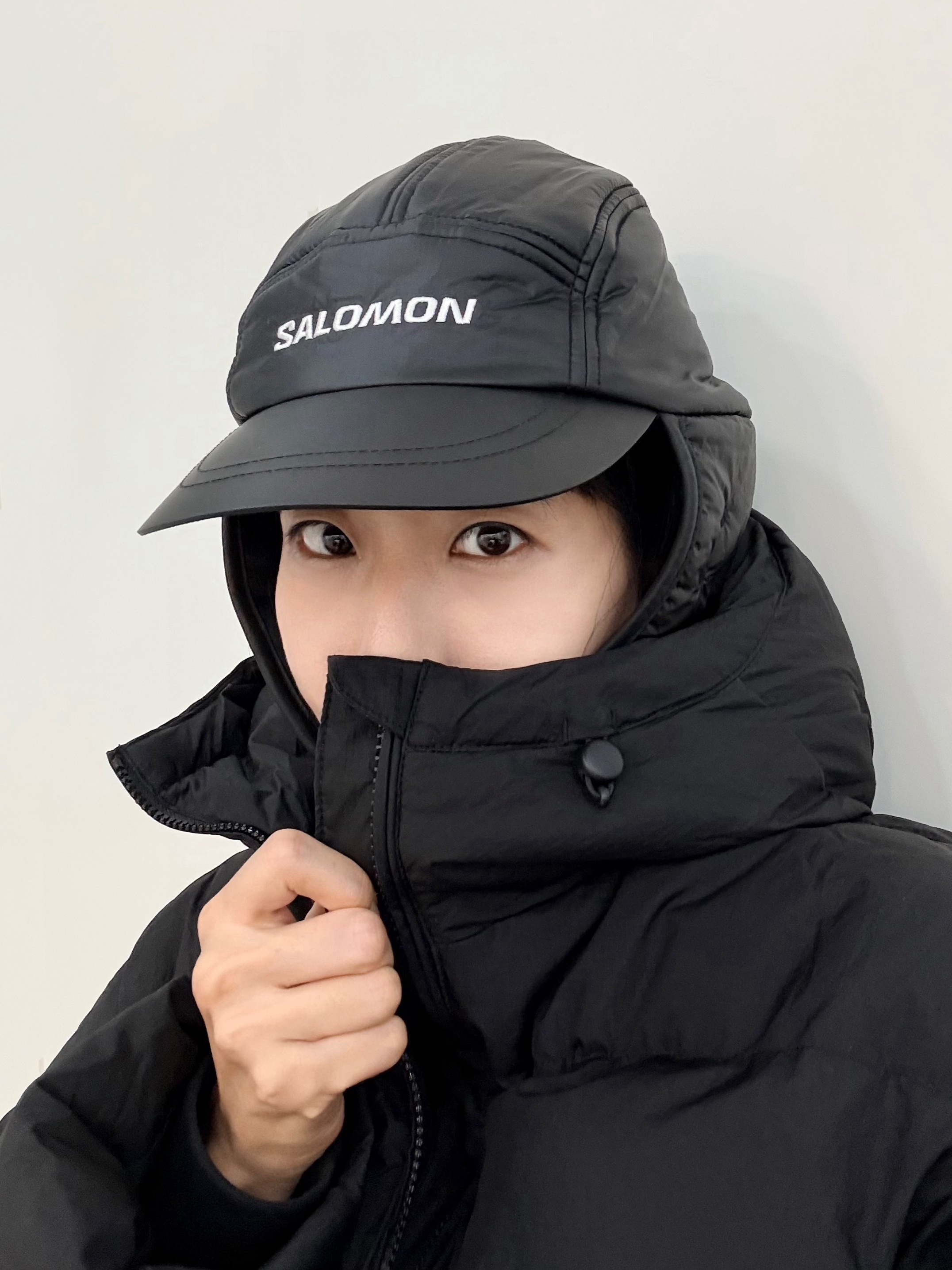 Salomon Thermo Trapper Hat Black 착용 스타일 - 2