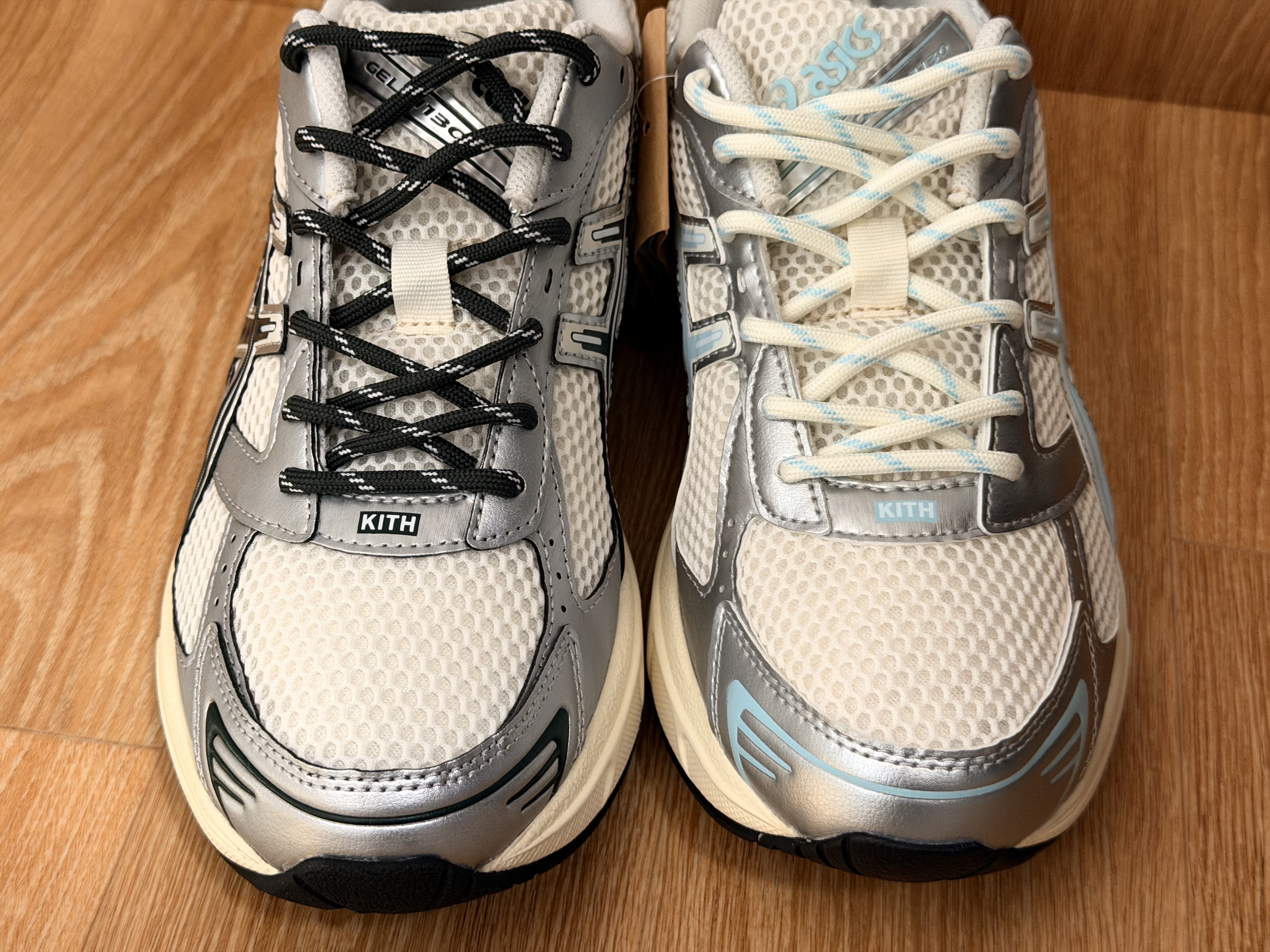 Asics x Kith Gel-1130 Cream Scarab, Asics x Kith Gel-1130 Cream Starlight Blue 착용 스타일