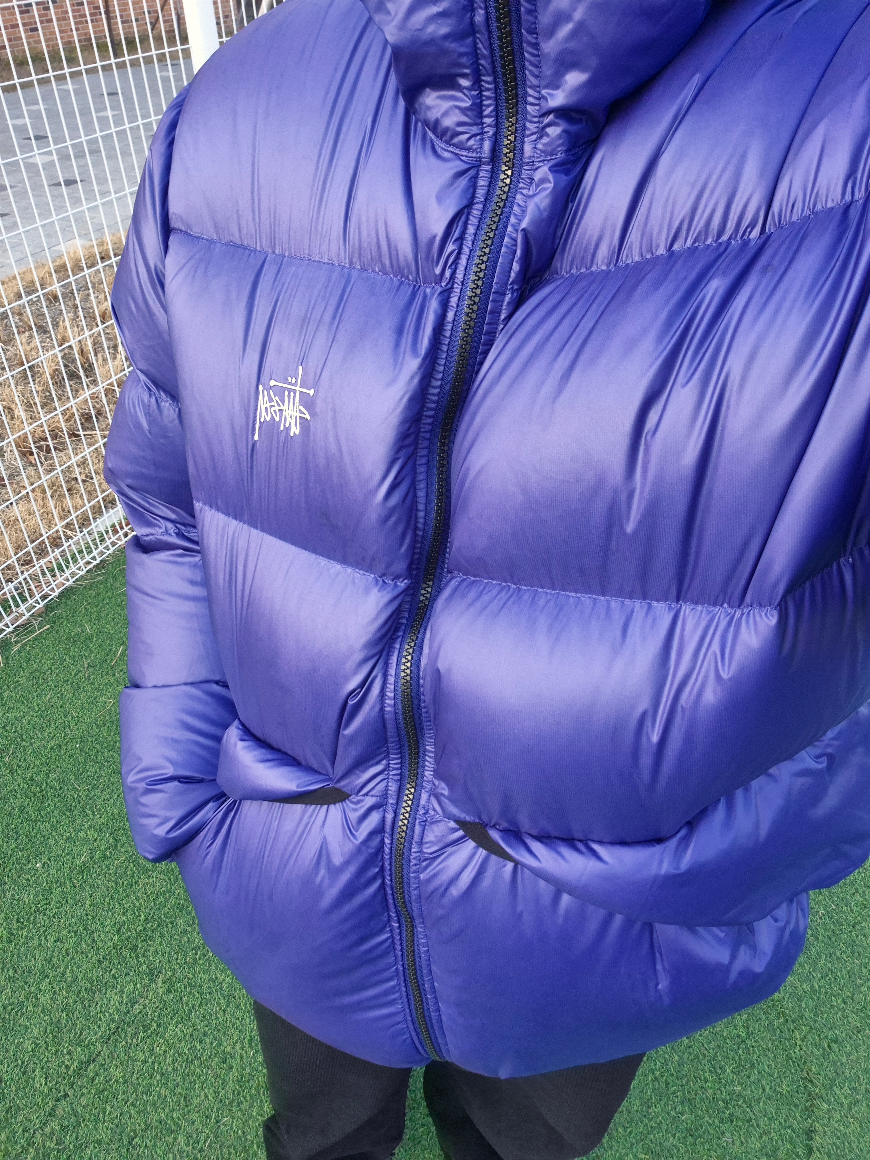 Stussy Micro Ripstop Down Parka Blue 착용 스타일