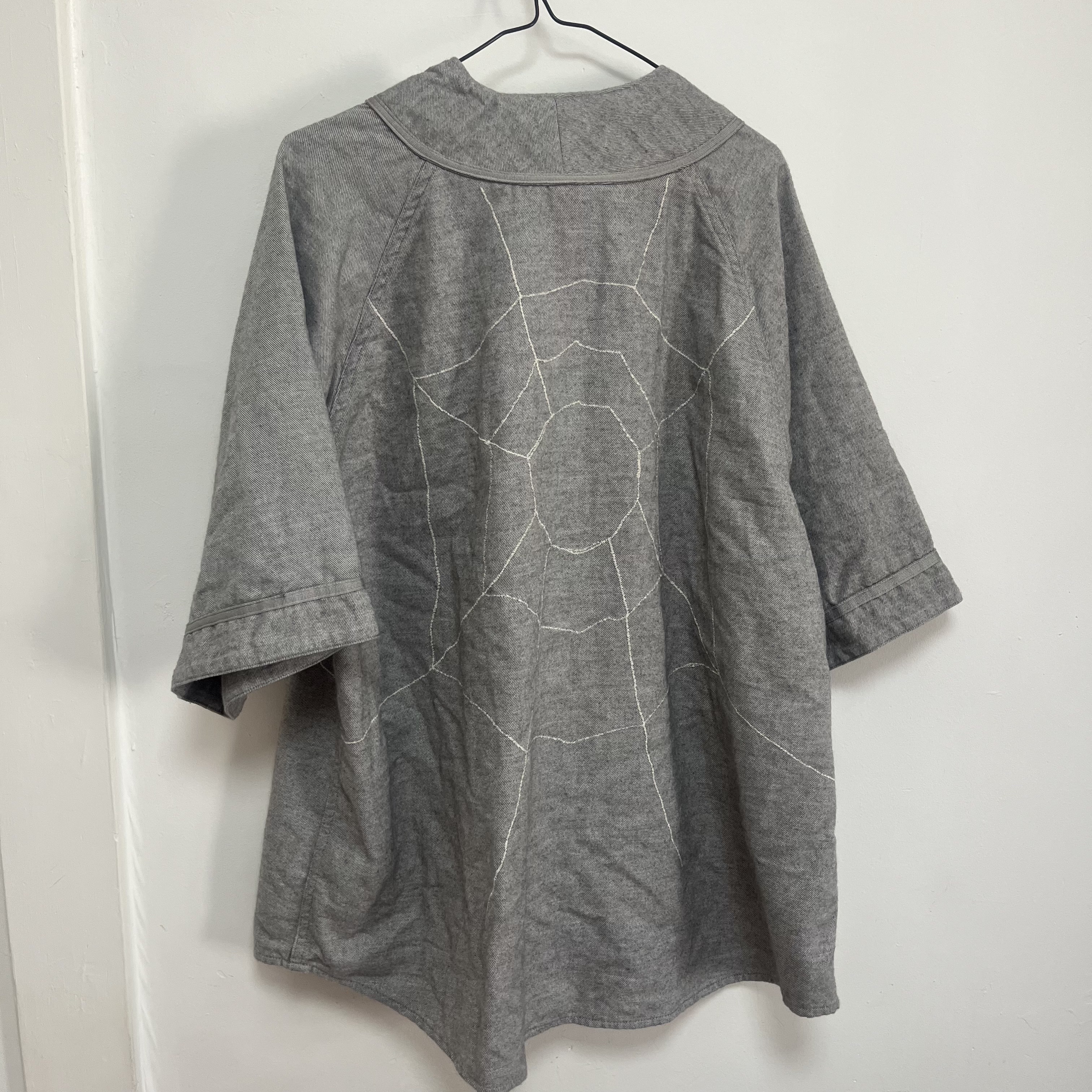 Kapital Cotton Wool Great Kountry Baseball Shirt Country Dreamcatch Remake Light Gray 착용 스타일 - 2