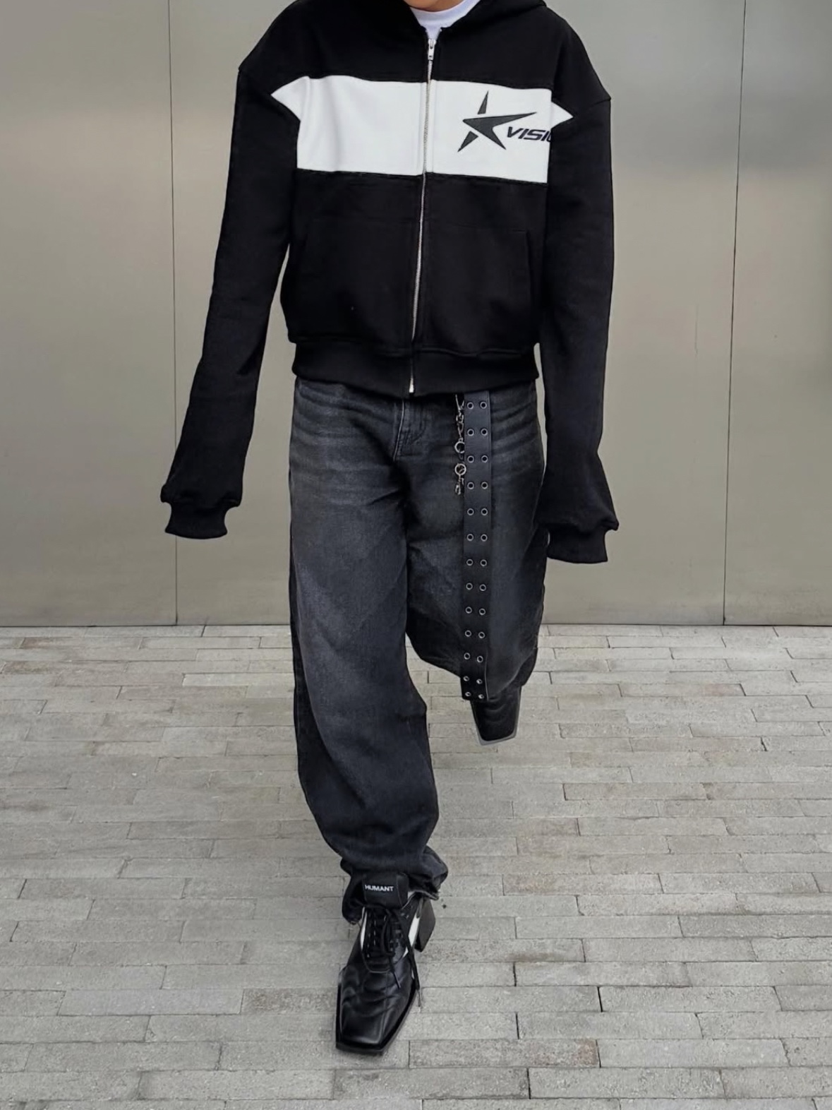 Civision by CSC Star Logo Hoodie Zip-Up Black 착용 스타일 - 5