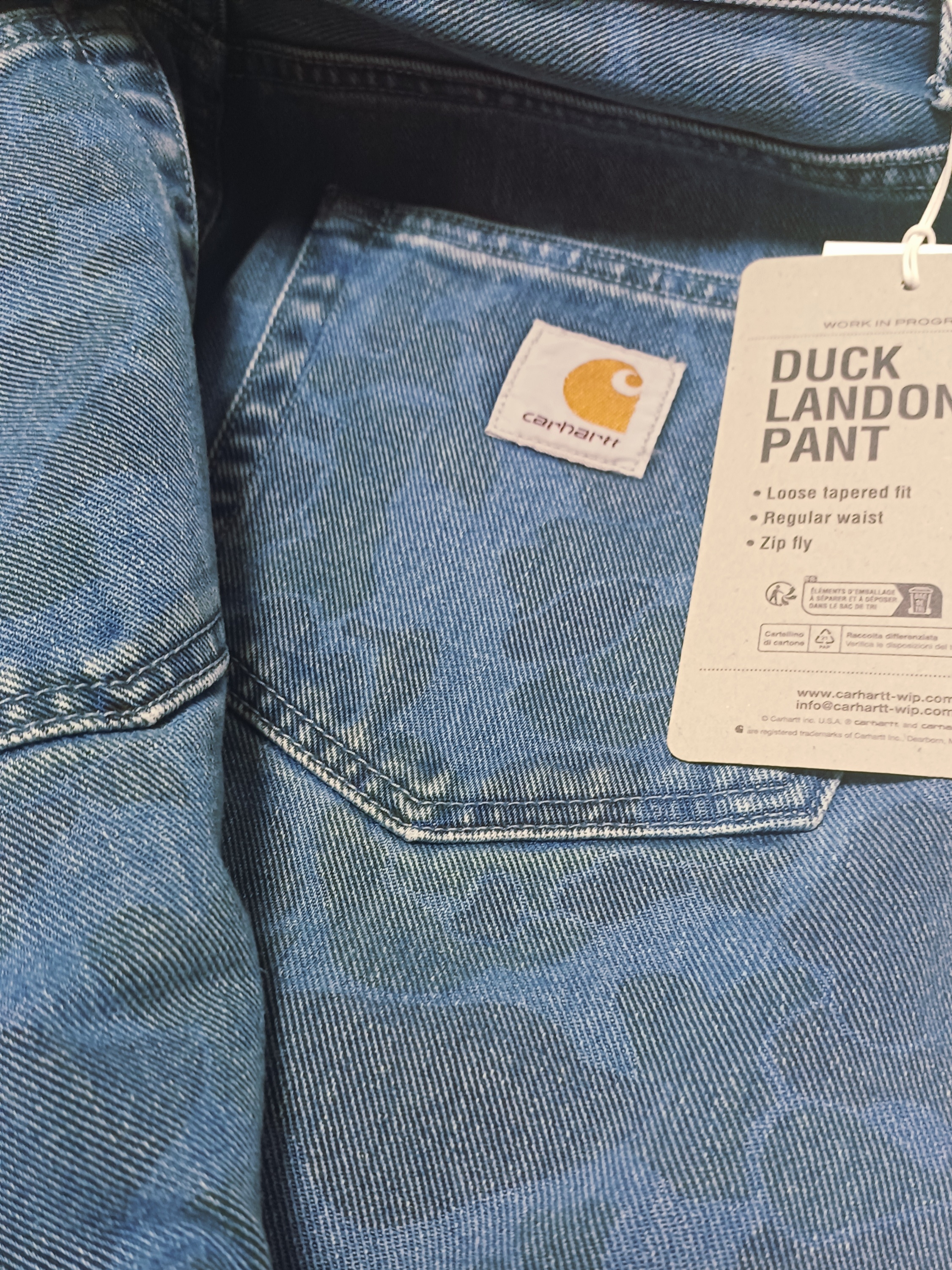 Carhartt WIP Duck Landon Pants Camo Duck Blue Bleached 착용 스타일