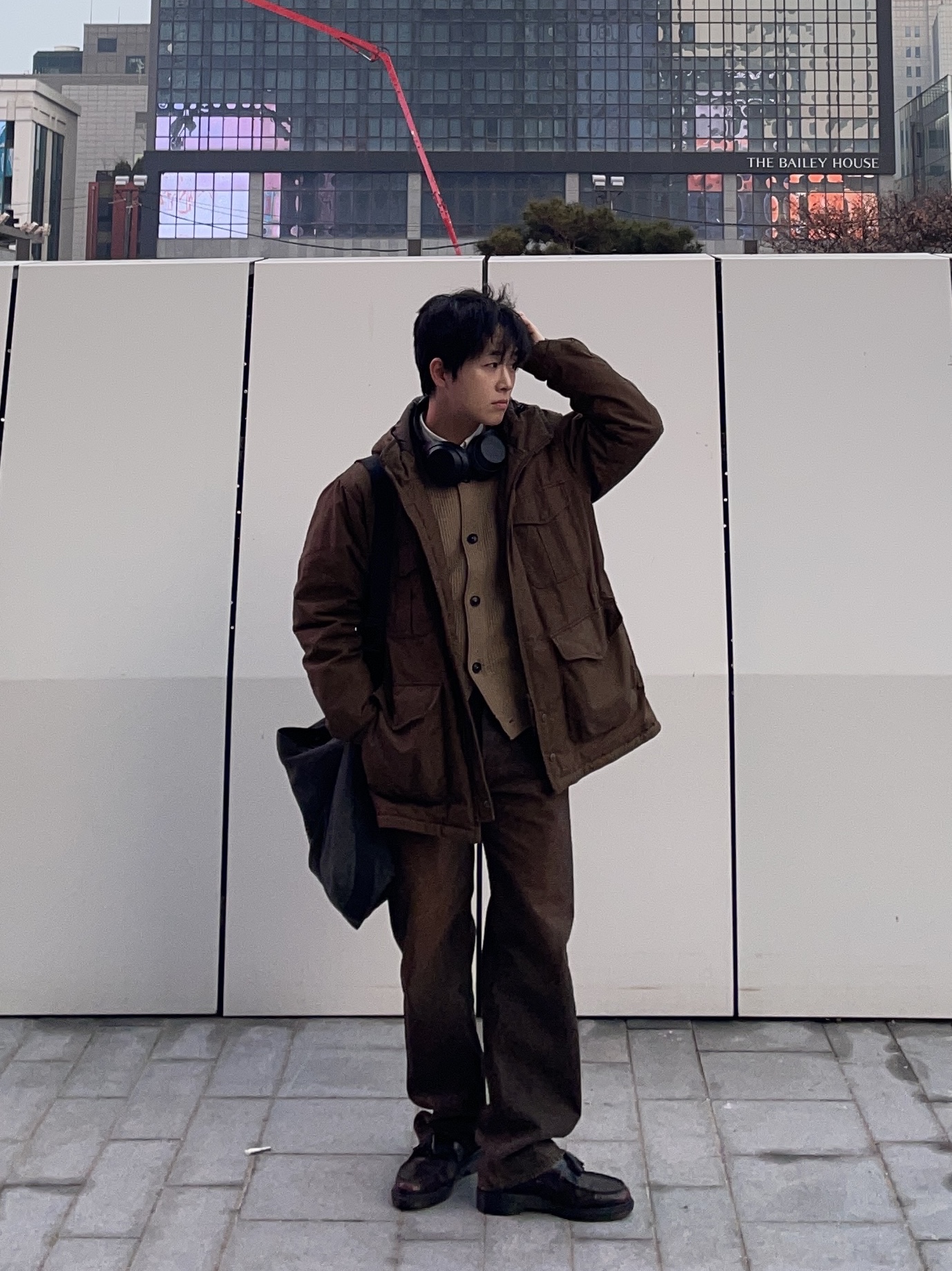 Uniqlo x Engineered Garments Pufftech Utility Jacket Brown, Andersen Andersen Skipper Jacket Camel 착용 스타일