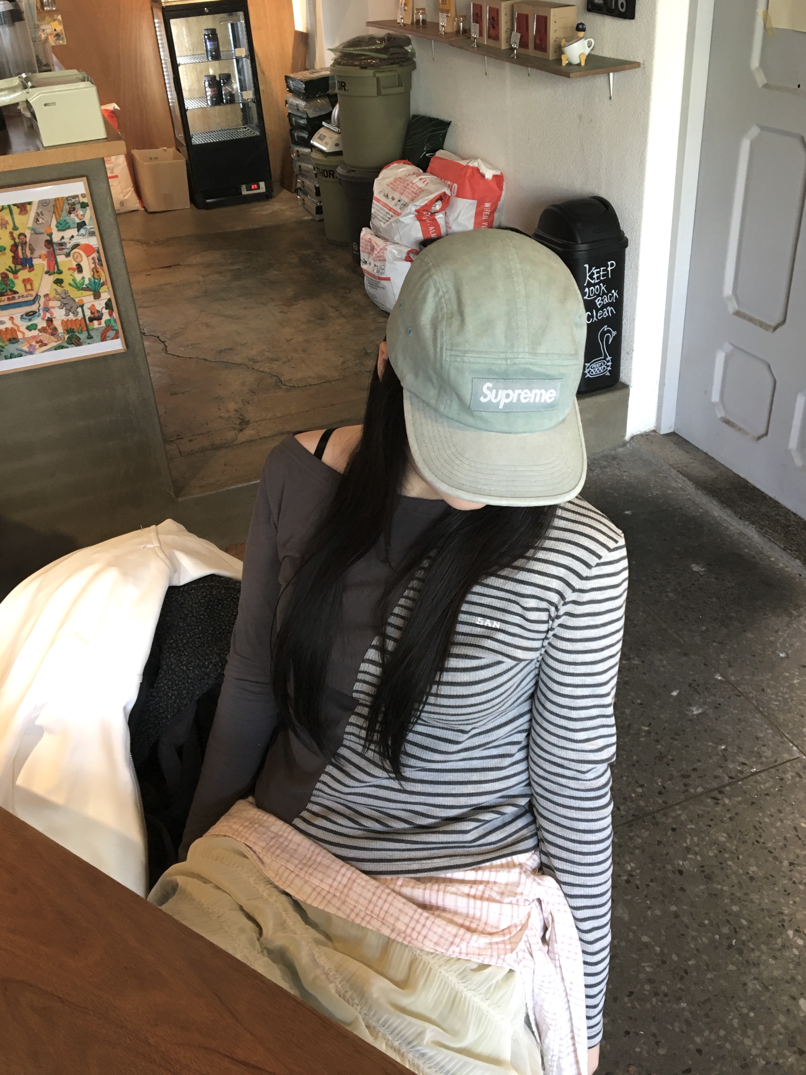 Supreme Denim Camp Cap Mint - 24SS 착용 스타일