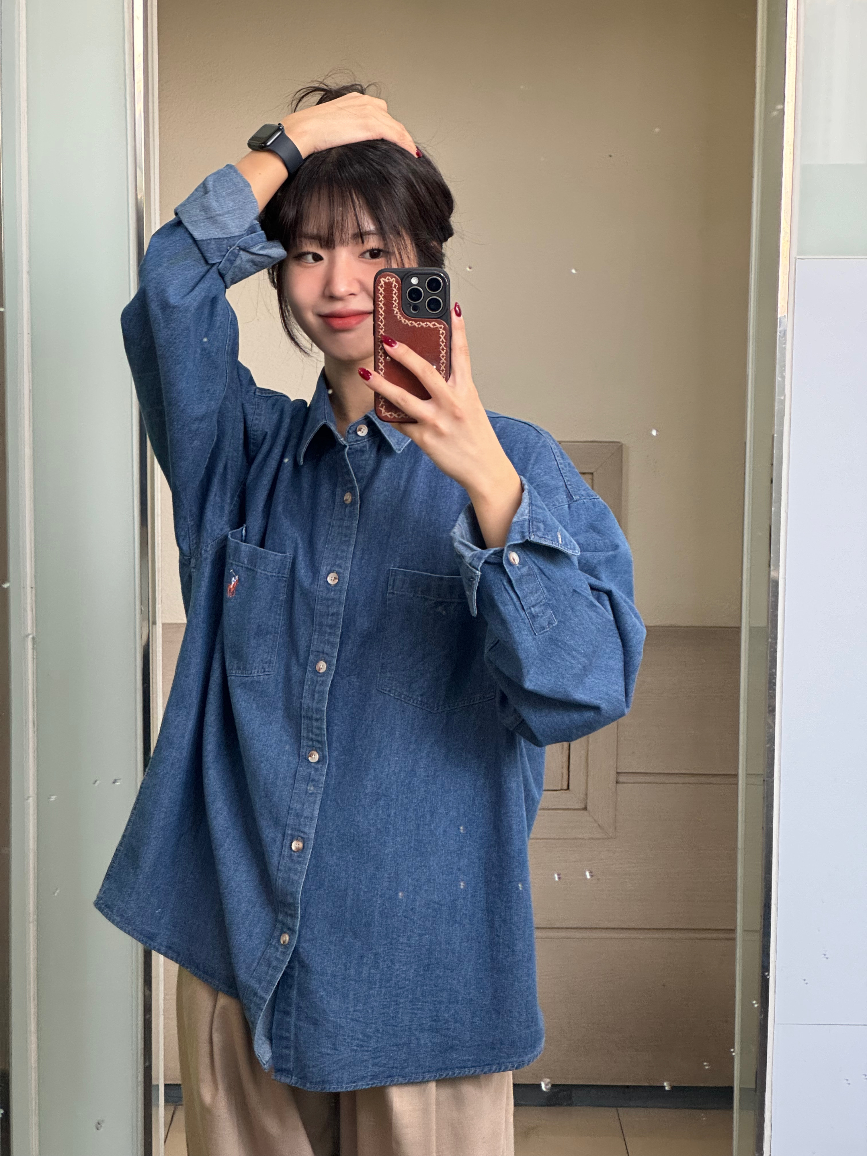 [20% 적립] Polo Ralph Lauren Custom Fit Denim Shirt Navy 착용 스타일 - 3