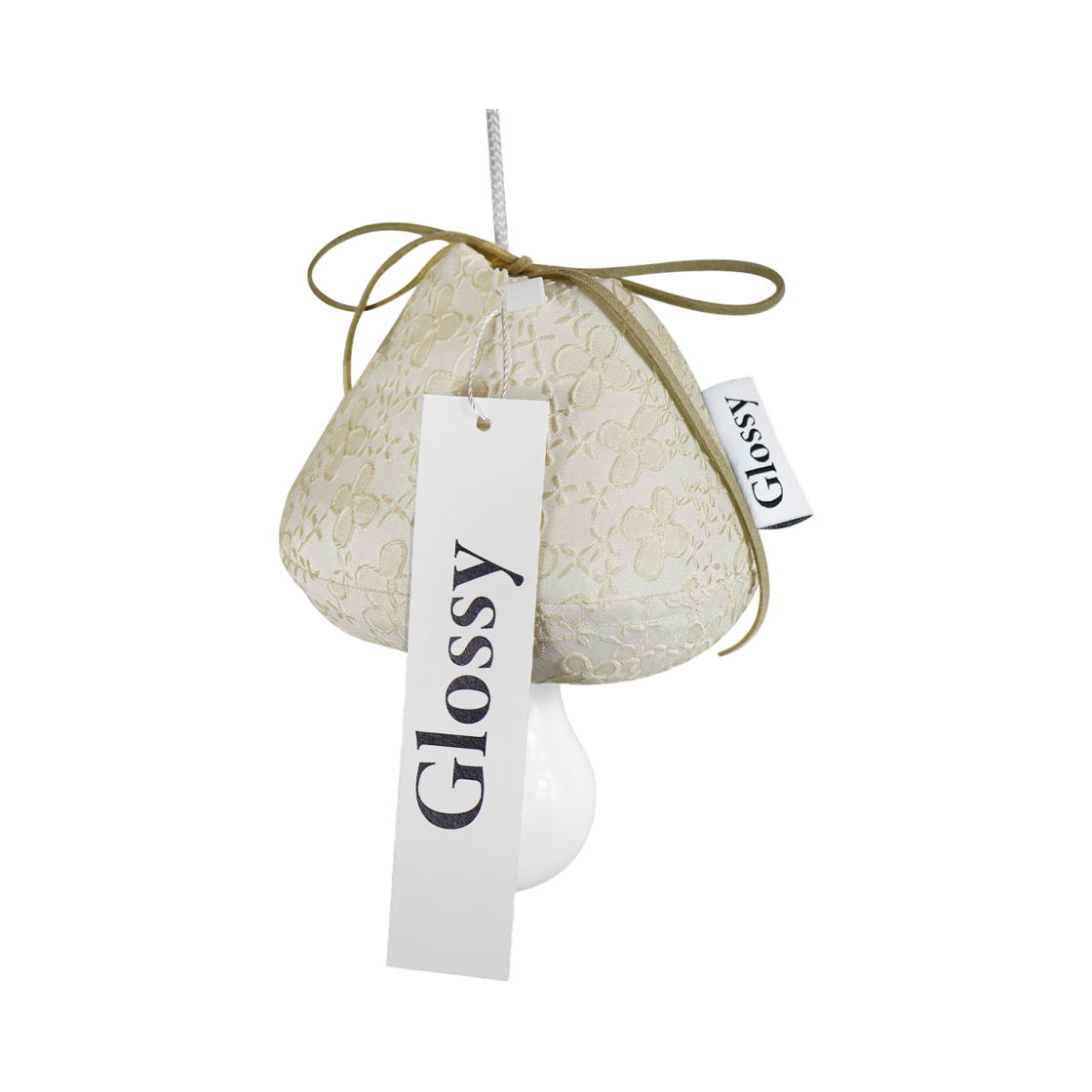 글로시 자가드 플라워 머쉬룸 램프 베이지(Glossy Jacquard Flower Mushroom Lamp Beige)