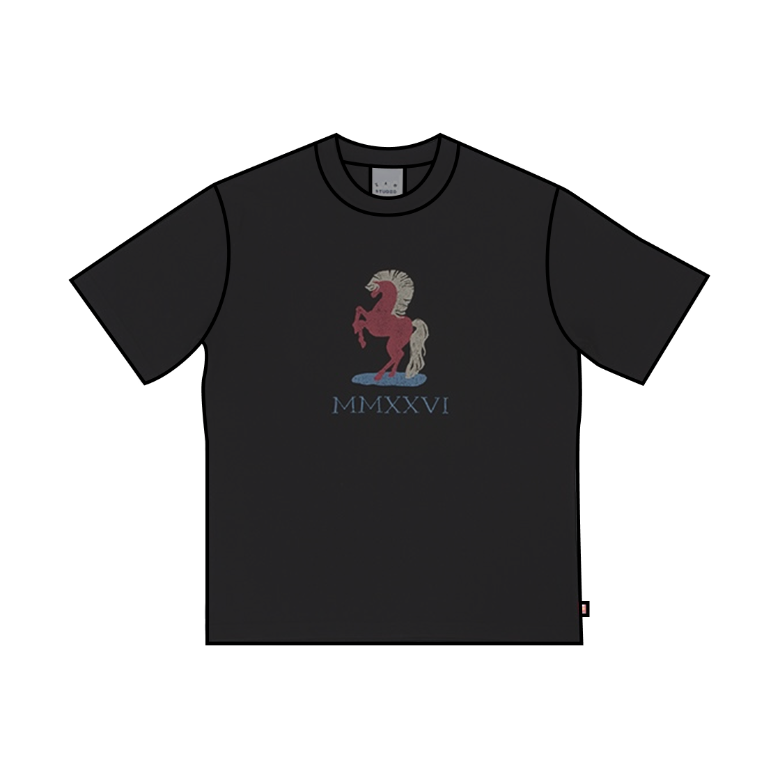 아이앱 스튜디오 레드 홀스 티셔츠 블랙