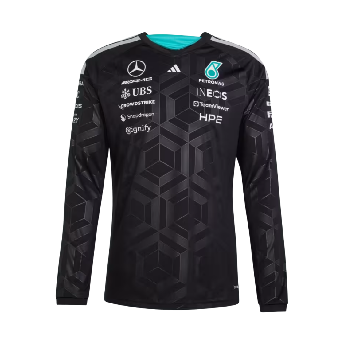 아디다스 x 메르세데스 AMG 페트로나스 F1 팀 드라이버 저지 블랙 - KR 사이즈 (논 마킹 버전)(Adidas x Mercedes AMG Petronas F1 Team Driver Jersey Black - KR Sizing (Non Marking Ver.))