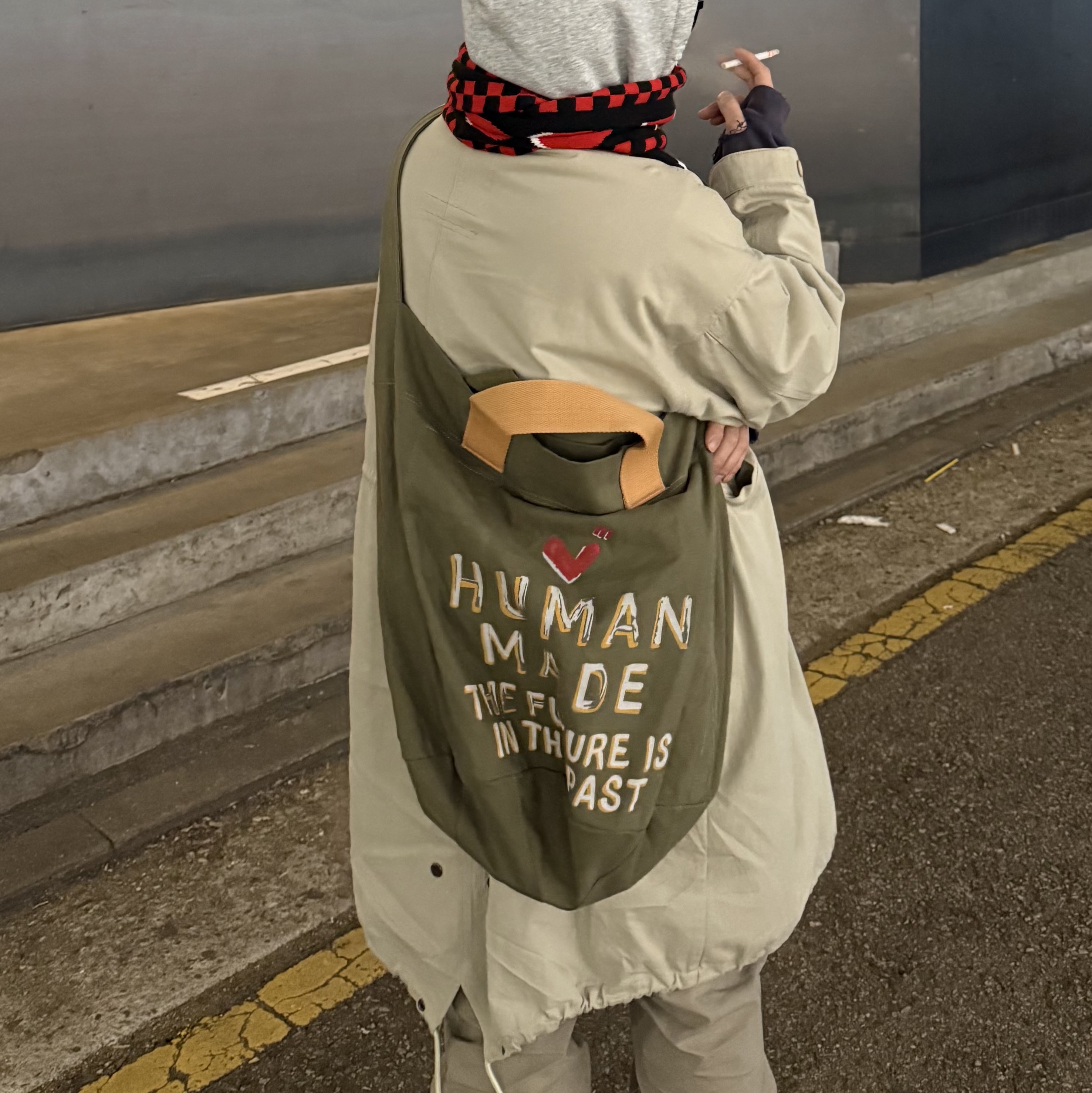 Human Made Tote Bag Olive Drab, Timberland Premium 6 inch Waterproof Boot Wheat Nubuck - Wide 착용 스타일 - 1
