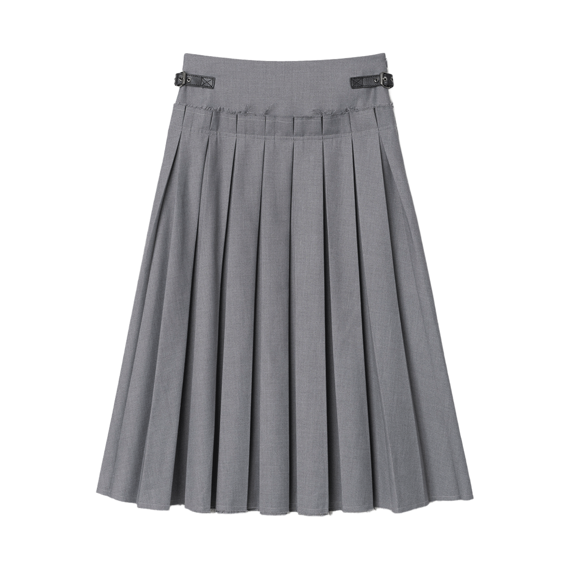 MW126GRA MILLO WOMEN Buckle Pleated Skirt Gray