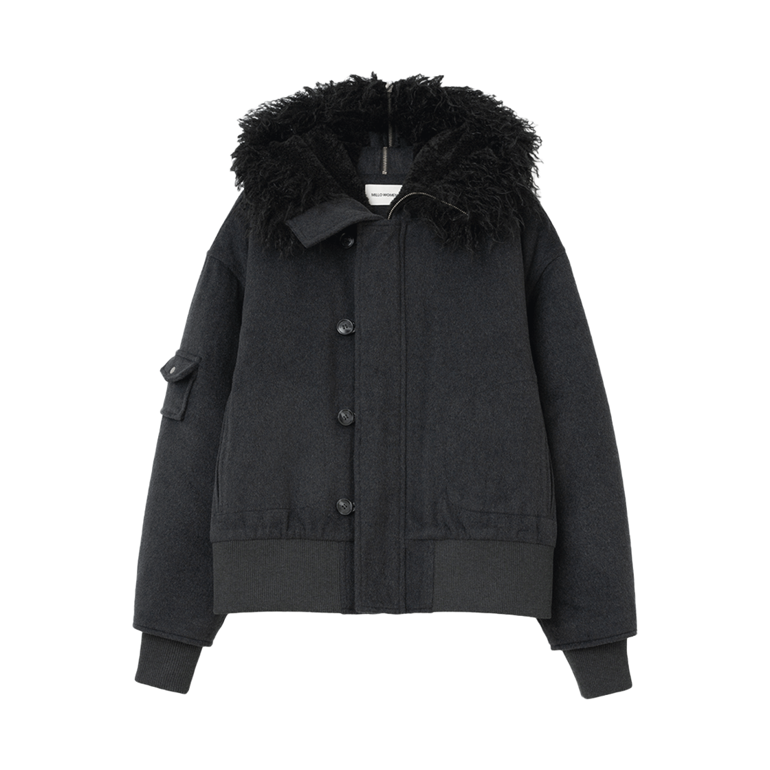 MW255CHA MILLO WOMEN Button Flight Wool Parka Charcoal