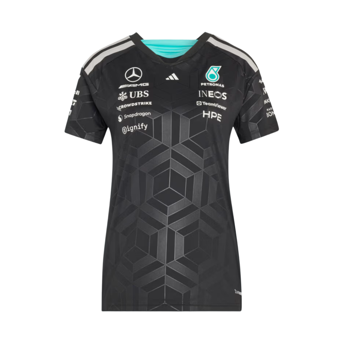 (W) 아디다스 x 메르세데스 AMG 페트로나스 F1 팀 드라이버 저지 블랙 - KR 사이즈 (논 마킹 버전)((W) Adidas x Mercedes AMG Petronas F1 Team Driver Jersey Black - KR Sizing (Non Marking Ver.)) - 1
