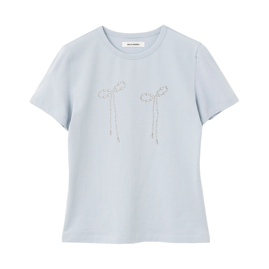MW050PBL MILLO WOMEN Pearl Ribbon T-shirt Powder Blue