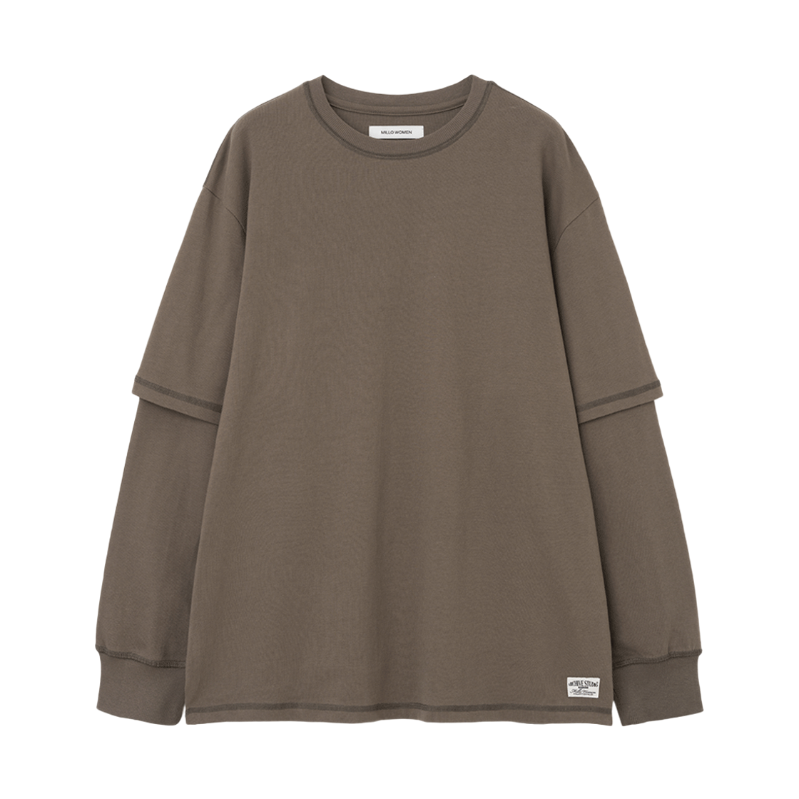 밀로 우먼 더블 슬리브 티셔츠 브라운(MILLO WOMEN Double Sleeve T-Shirts Brown) - 1