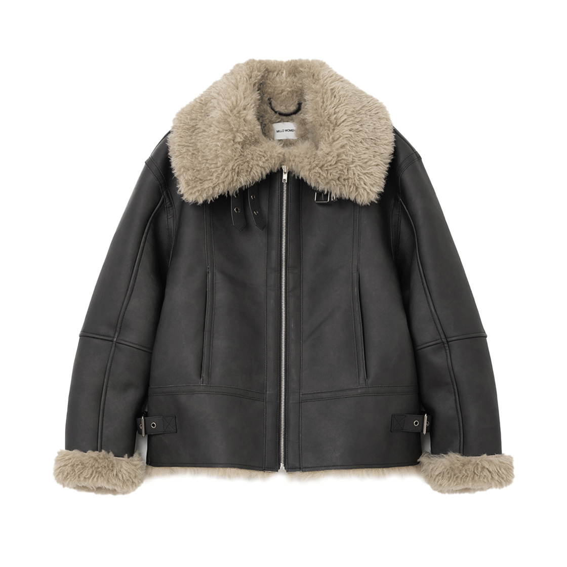 밀로 우먼 플러피 퍼 시어링 자켓 블랙(MILLO WOMEN Fluffy Fur Shearling Jacket Black)