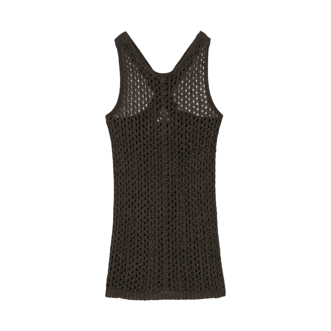 MW148DKB MILLO WOMEN Crochet Knit Sleeveless Dark Brown