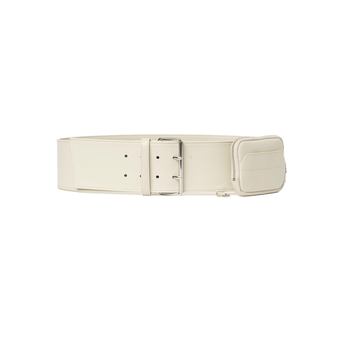 MW207ECR MILLO WOMEN Square Buckle Pouch Belt Ecru