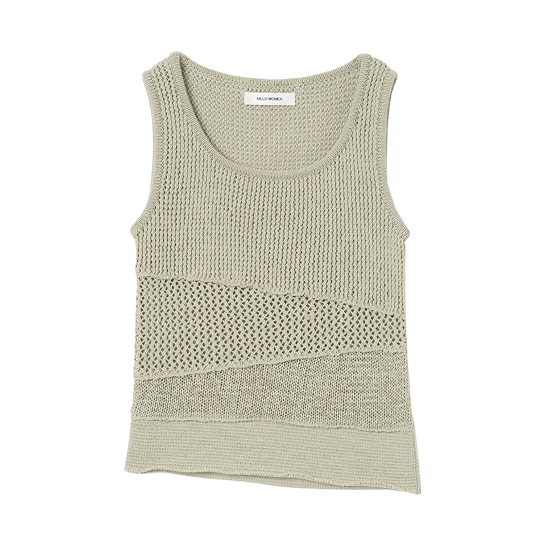 MW149YGR MILLO WOMEN Mixed Knit Sleeveless Yellow Green