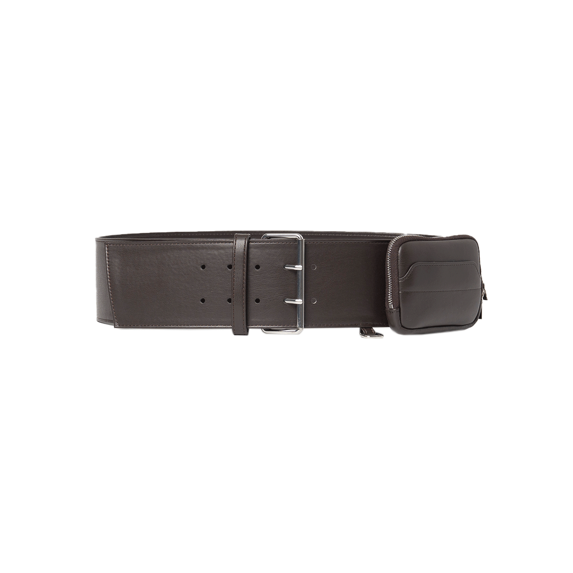MW207BRW MILLO WOMEN Square Buckle Pouch Belt Brown