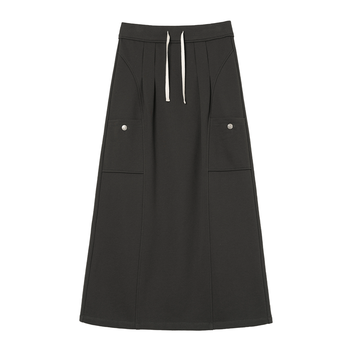 밀로 우먼 벨트 홀 맥시 스커트 차콜(MILLO WOMEN Belt Hole Maxi Skirt Charcoal) - 1