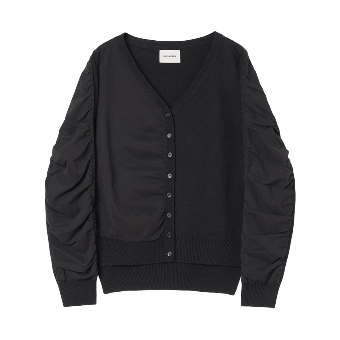 MW146BLK MILLO WOMEN Mixed Shirring Cardigan Black
