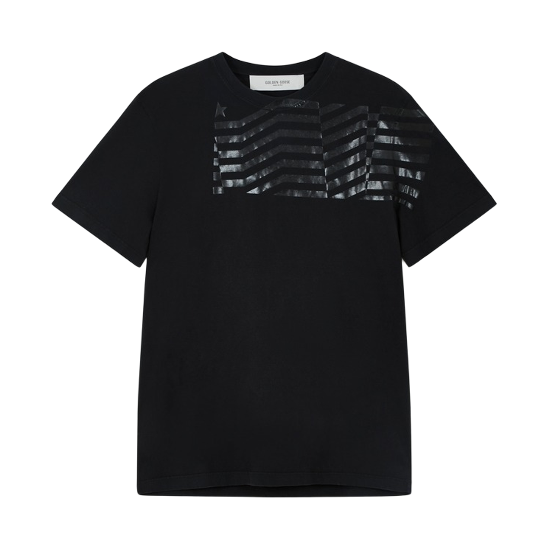 GUP01220-P002370-90100 Golden Goose Flag T-Shirt Black