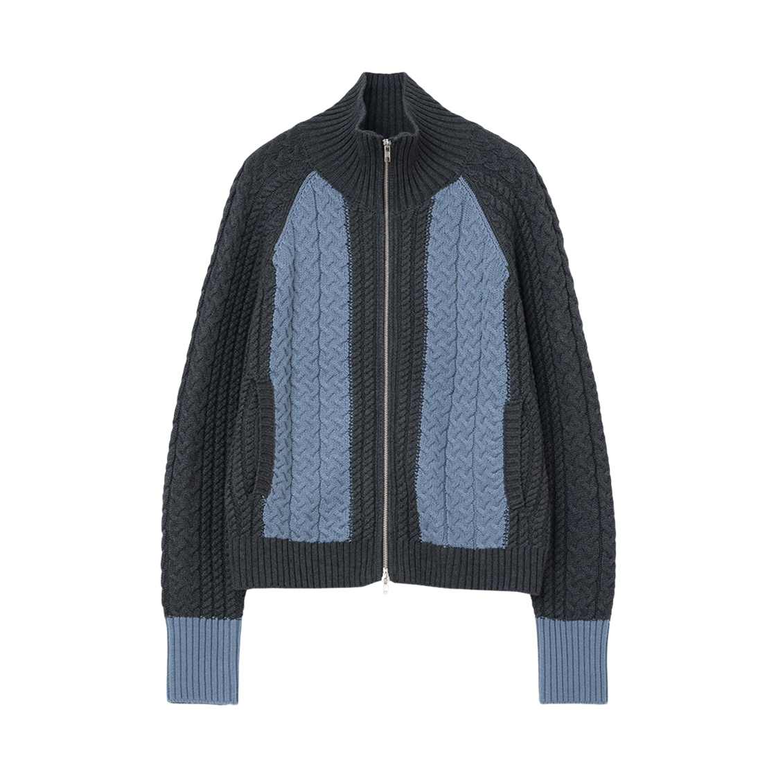 MW228CHA MILLO WOMEN Mono Wool Knit Zip Up Charcoal