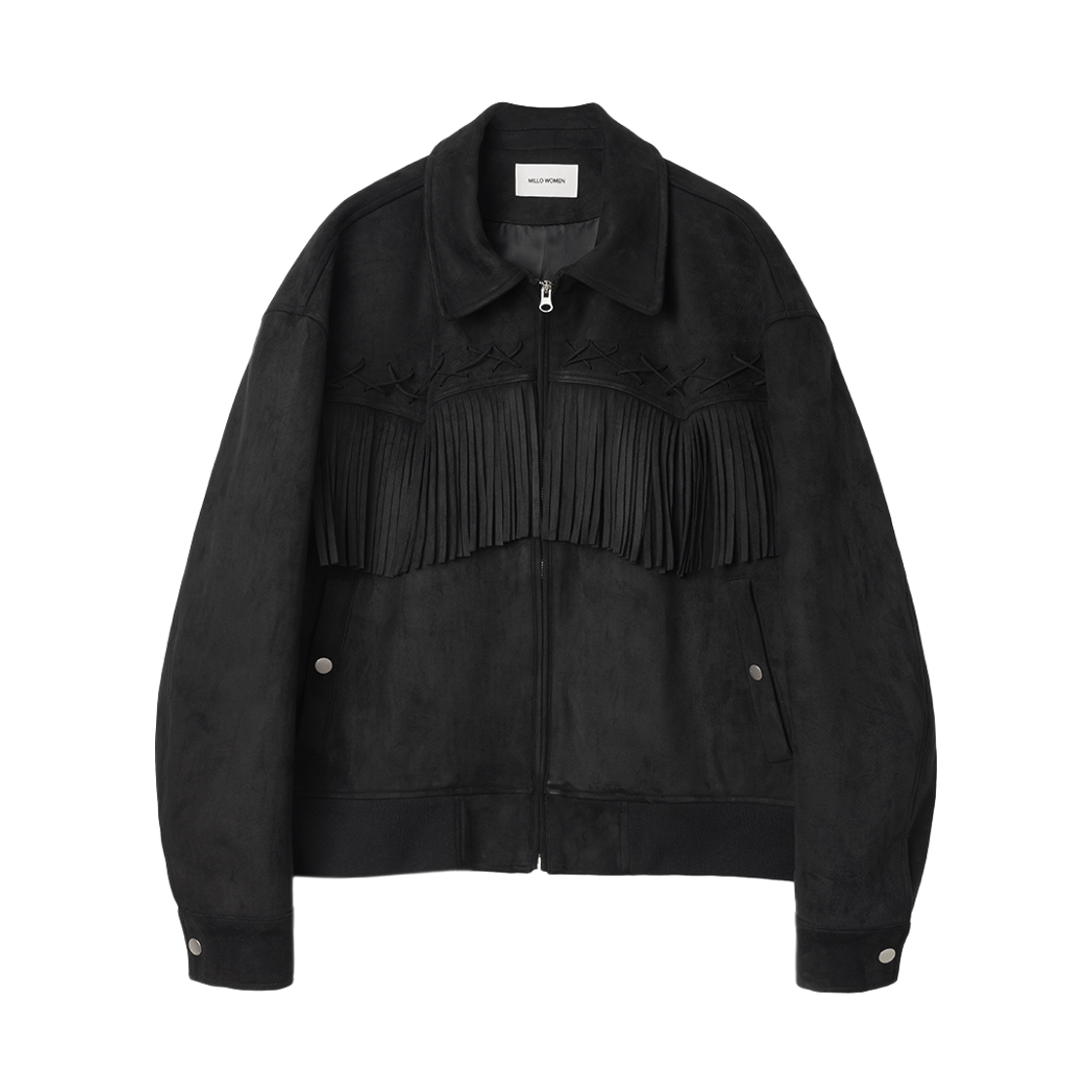 MW098BLK MILLO WOMEN Fringe Western Jacket Black