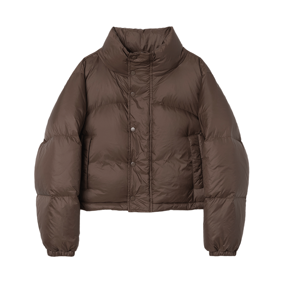 MW011DBR MILLO WOMEN Curved Short Puffer Jacket Deep Brown