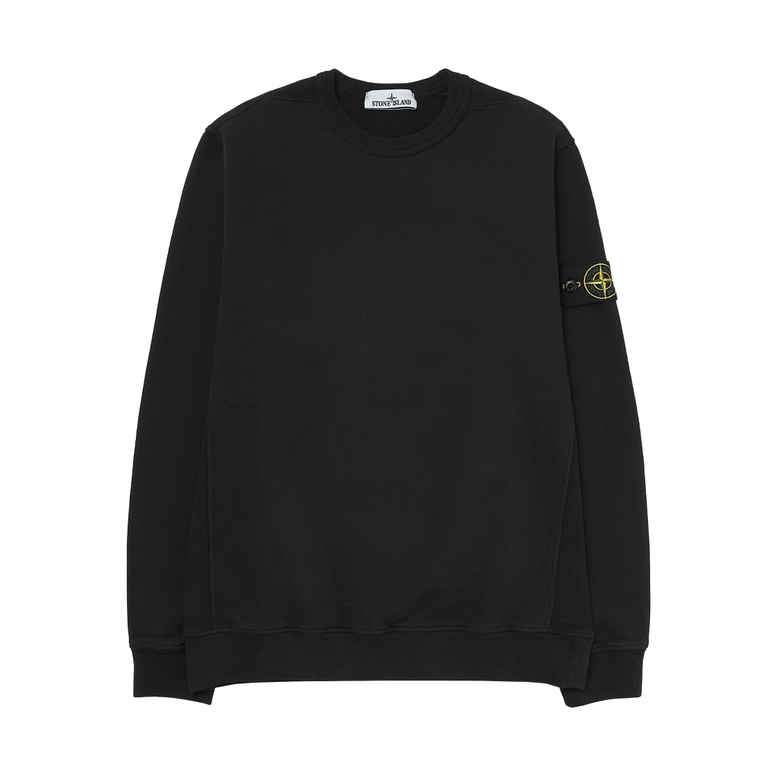 Stone Island Stone Island 6100028 Brushed Organic Cotton Fleece Regular Fit Crewneck Sweatshirt with Ribbed Inserts Black - 25FW · M